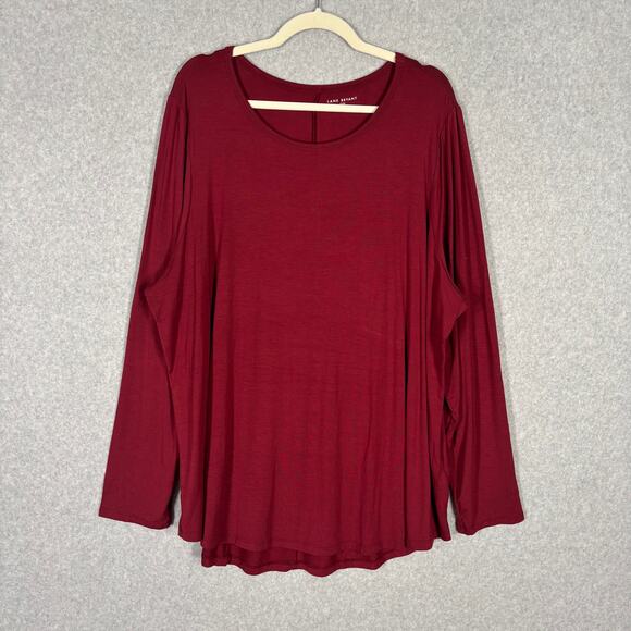 Lane‎ Bryant Shirt 22 24 Burgundy Tunic Thin Soft Basic Everyday Stretch Moody - Picture 1 of 9